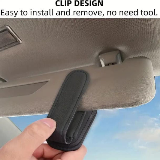 Automaze Leather Car Visor Sunglass Holder - Clip for Car
