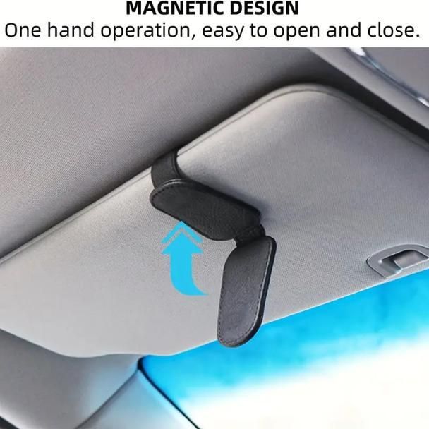Automaze Leather Car Visor Sunglass Holder - Clip for Car